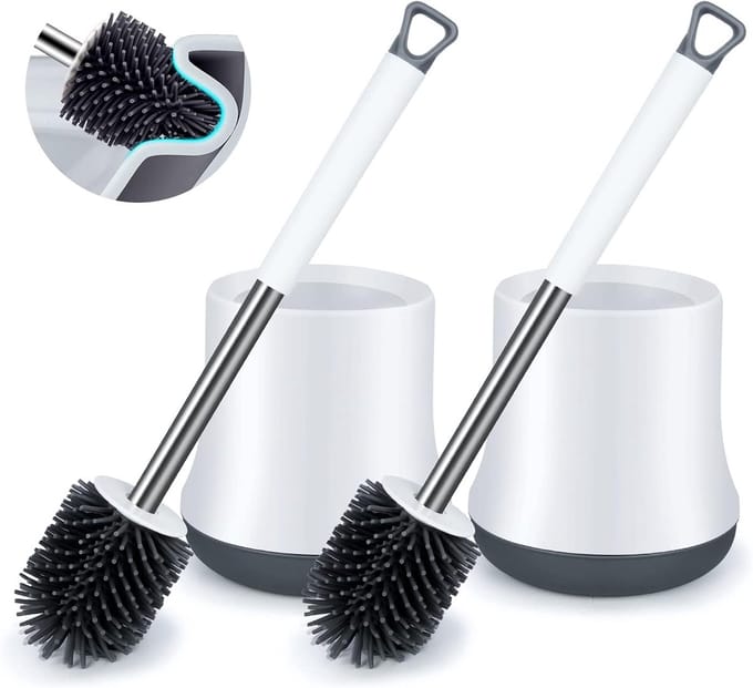 Famanu – Toiletborstel en houder set van 2, modern design, wit