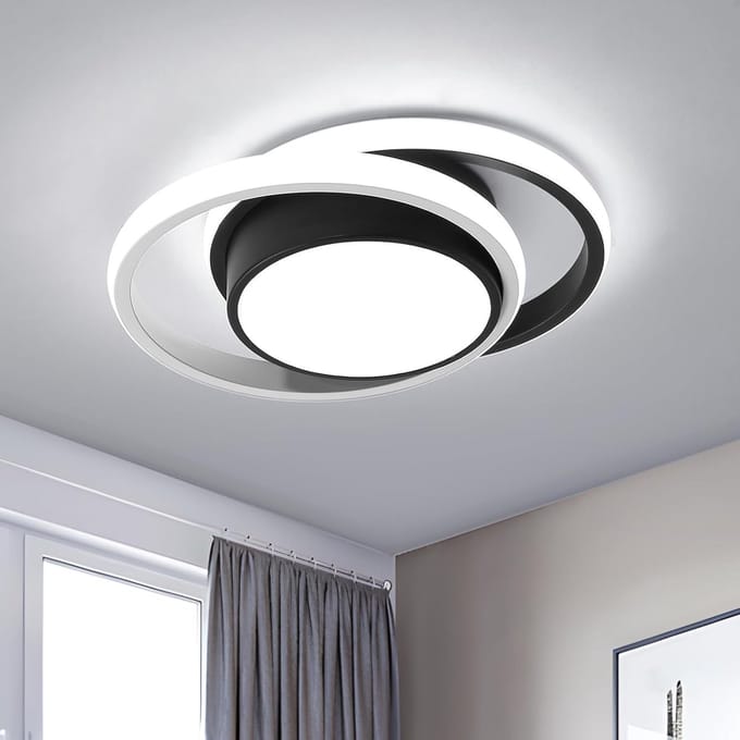 Haobosic LED Plafondlamp - Rond Aluminium Zwart/Wit - 36W Koelwit (6500K)