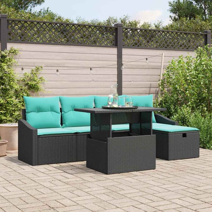 vidaXL - Tuinbank - Set - 6 - st - poly - rattan