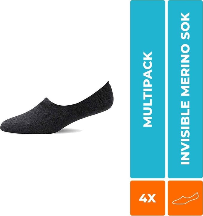Soga - 4-Pack - Merino Footies - Onzichtbare Pasvorm - Heren / Dames - zwart - 39-42 - S19