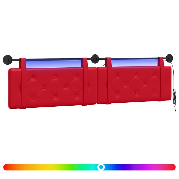vidaXL - Hangend - hoofdbord - Met - LED-verlichting - Rood - Kunstleer