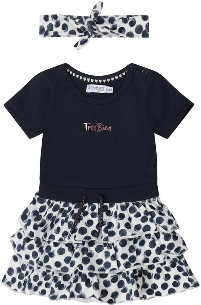 Dirkje tres bien navy baby set - jurk en haarbandje