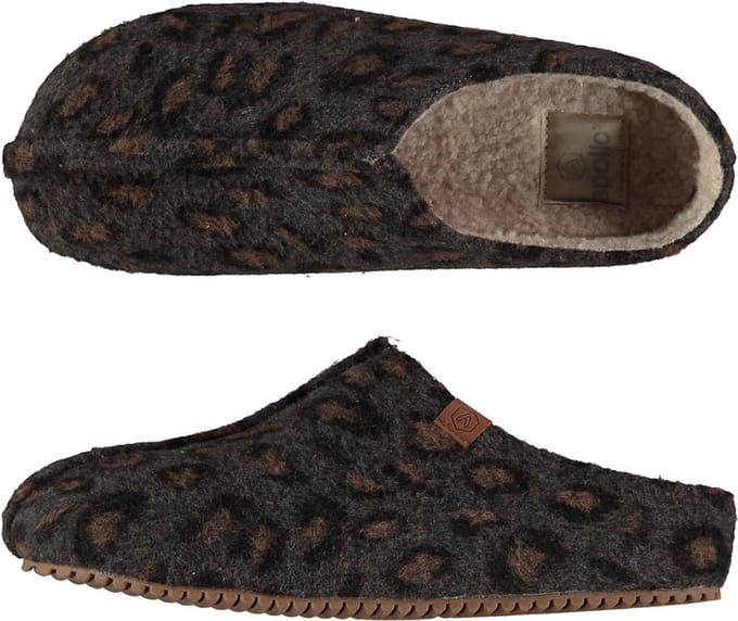 Apollo Dames instap slippers/pantoffels - luipaard print - beige - maat 37-38