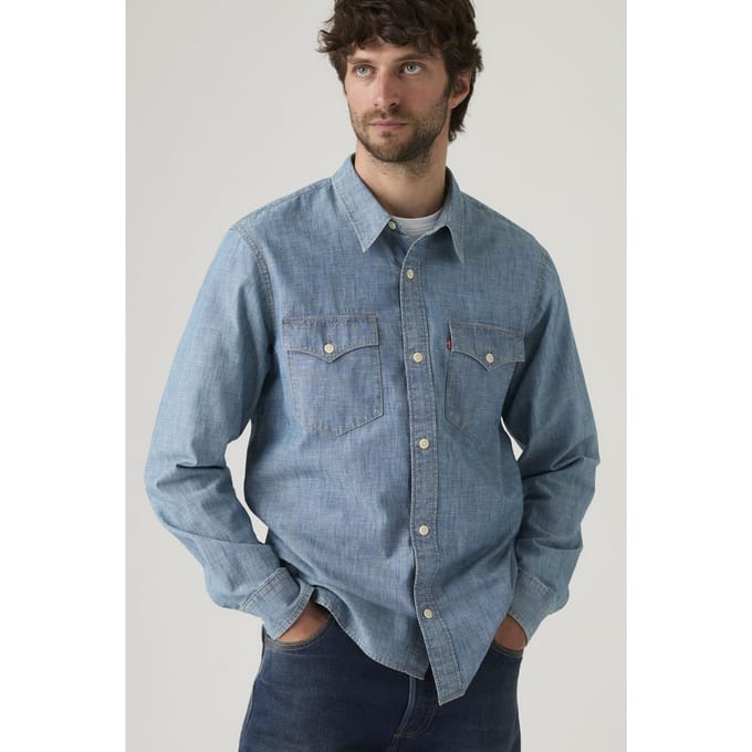 Levi's Relaxed Western Shirt Blue Größe: M | Casual hemden Outlet | Herren | Blau