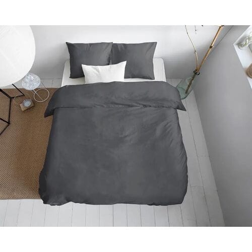 Primaviera Deluxe Uni Satijn - Dekbedovertrek - Eenpersoons - 140x200/220 + 1 kussensloop 60x70 - Antraciet