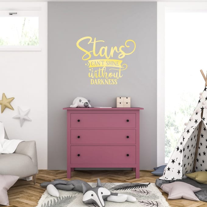 Muursticker - Stars Cant Shine Without Darkness - 46,4 x 56,8 - Goud