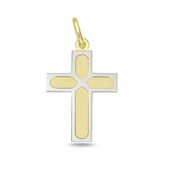 Juwelier Zwartevalk 14 karaat gouden bicolor kruis hanger - 14.284