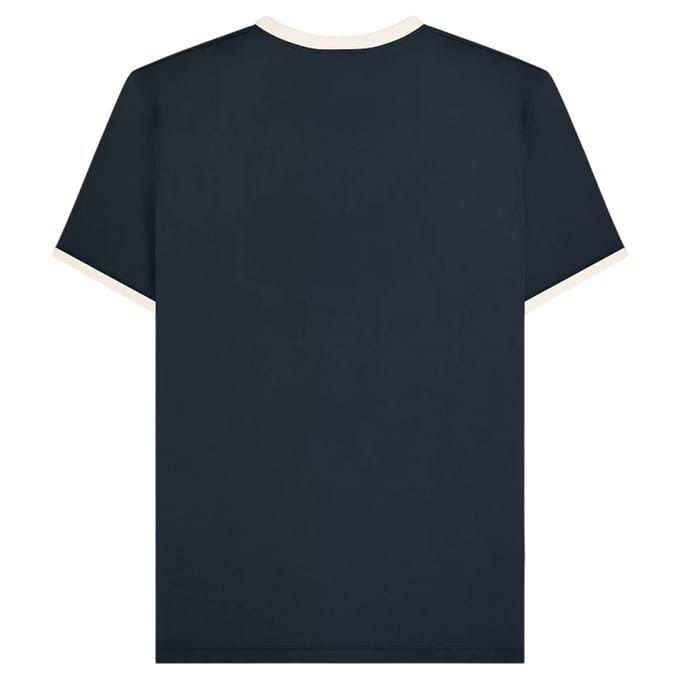 Lambretta Heren SS25 Ringer Logo T-Shirt (Donker marine/zilver)