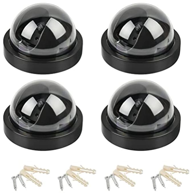 4-delige Dummy Dome CCTV Camera met LED Flitslicht - Nepcamera Voor Binnen en Buiten