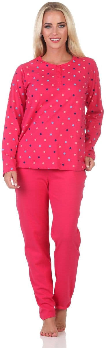Normann dames pyjama met lange mouwen in stippenlook - ook in grote maten
