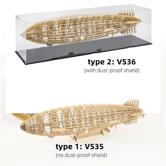 DWH VS36 1:453 Schaal D-LZ129 Luchtschip 540mm Lengte Houten Statische DIY Building Model Educatief STEM without dust-proof shield beige