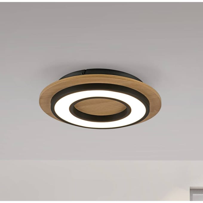 JUST LIGHT. GmbH JUST LIGHT. Plafondlamp Tola, rond, hout, 3.000 K