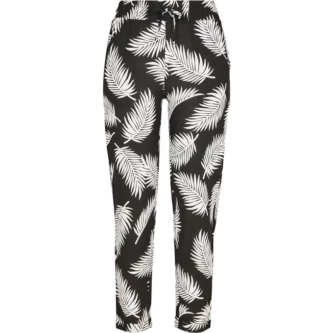 Urban Classics - Elastic Waist AOP Capri broek - S - Zwart/Wit
