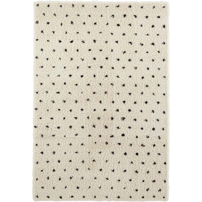Leva Vloerkleed 80 cm x 150 cm Delora Crème - Zwart