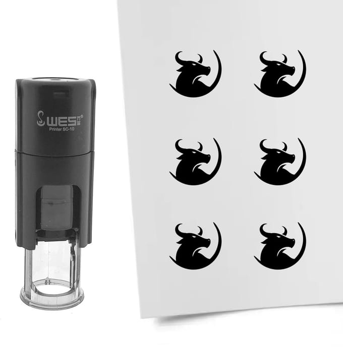CombiCraft Stempel stier 10mm rond zwarte inkt - per 1 stuk