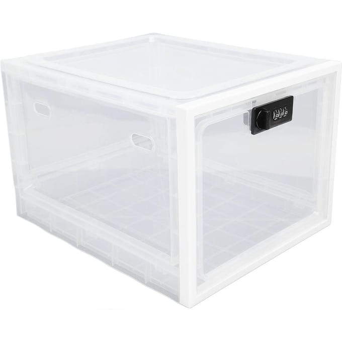 Koelkast Lockbox Plastic Multifunctioneel Handig Afsluitbaar Voedselopbergkast voor Thuis White and Transparent Frame white
