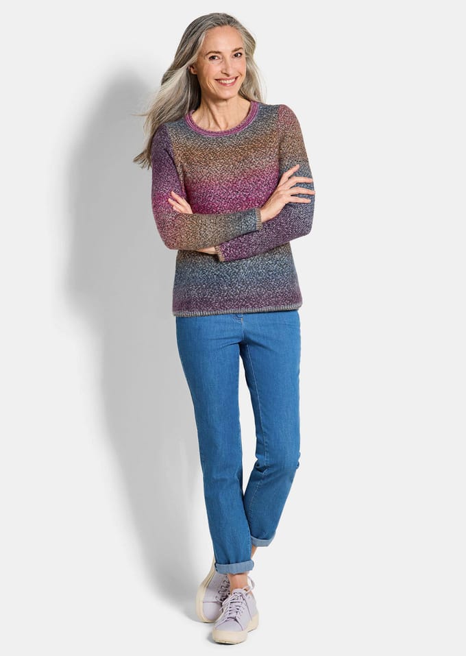 Pullover in meerkleurige look - meerkleurig / gedess. - Gr. 48 van Goldner Fashion