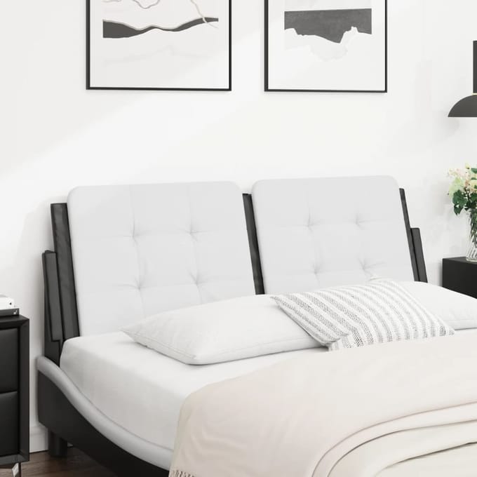 vidaXL - Hoofdbordkussen - "Zadar" - 120 - cm - kunstleer - wit - en - zwart