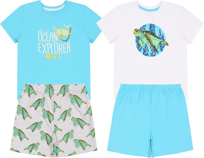 2x Blauwe pyjama met schildpadden, OEKO-TEX certificaat