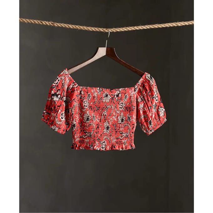 Dames topje met gesmokte top Superdry Kala