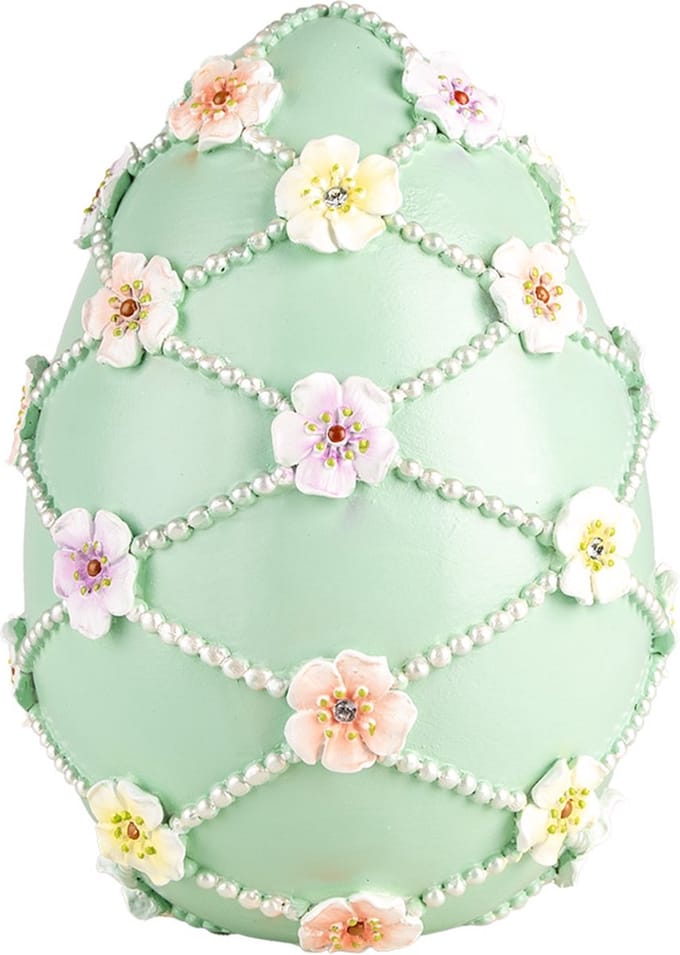 Clayre & Eef Decoratie Beeld Ei Ø 16x21 cm Groen Kunststof