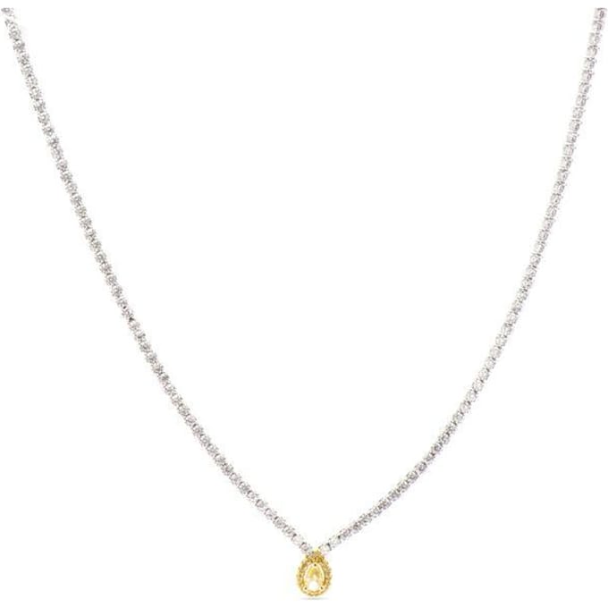 Luxenter Ketting van 925 sterling zilver en padparadscha met rhodiumafwerking - Lied
