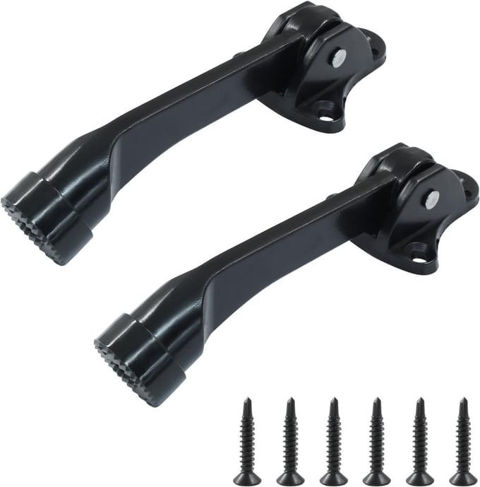 2 Stuks Zware Deurstopper Kickdown Zwart - Robuuste Deurvastzetter met Rubberen Bumper
