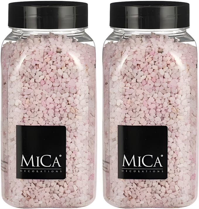 Mica Decorations decoratie stenen/granulaat - 2x - 650ml - roze - hobby steentjes
