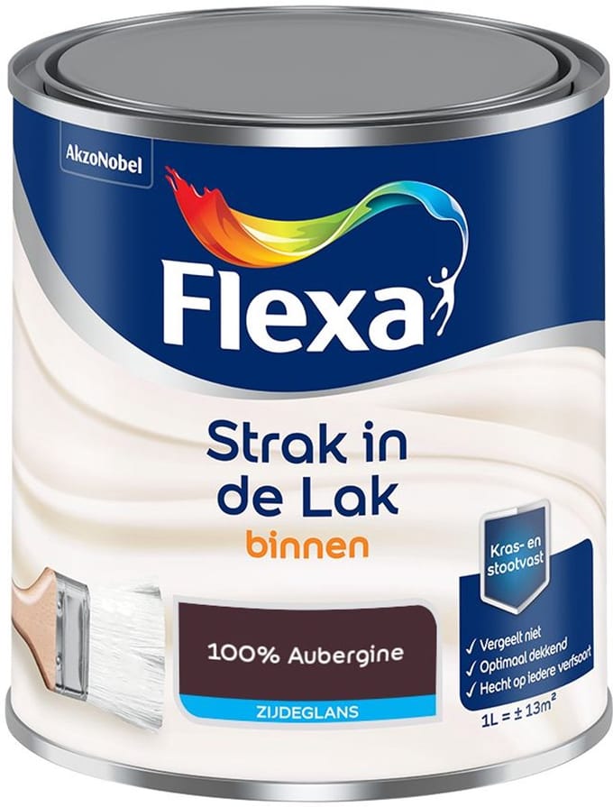 Flexa - Strak In De Lak Binnenlak Zijdeglans - 100% Aubergine - Mengverf - 1 L