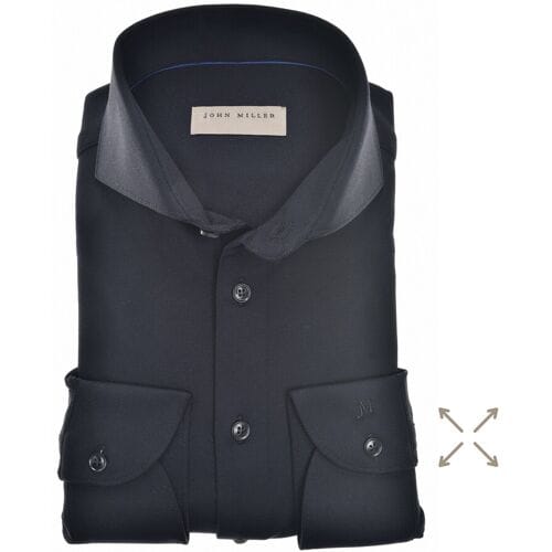 John Miller Overhemd Slim Hyperstretch Uni Zwart / male