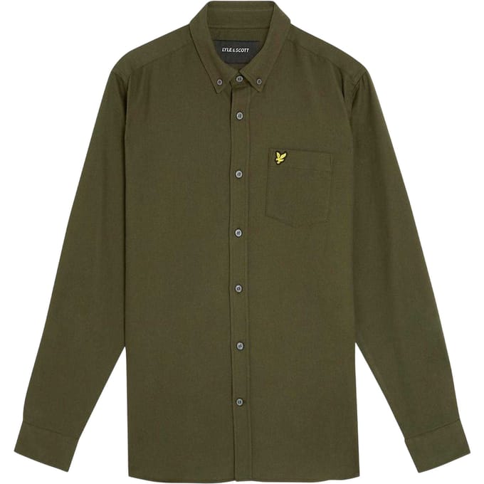 Lyle & Scott Herenoverhemd van flanel met lange mouwen en knoopsluiting (Diepe Diepten)