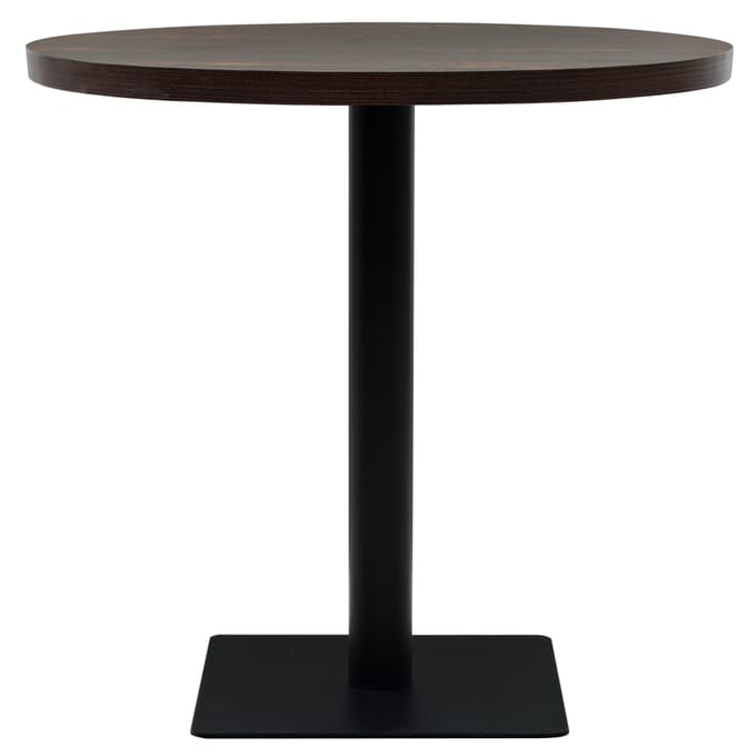 vidaXL - Bistrotafel - rond - 80x75 - cm - MDF - en - staal - donker - essenkleur