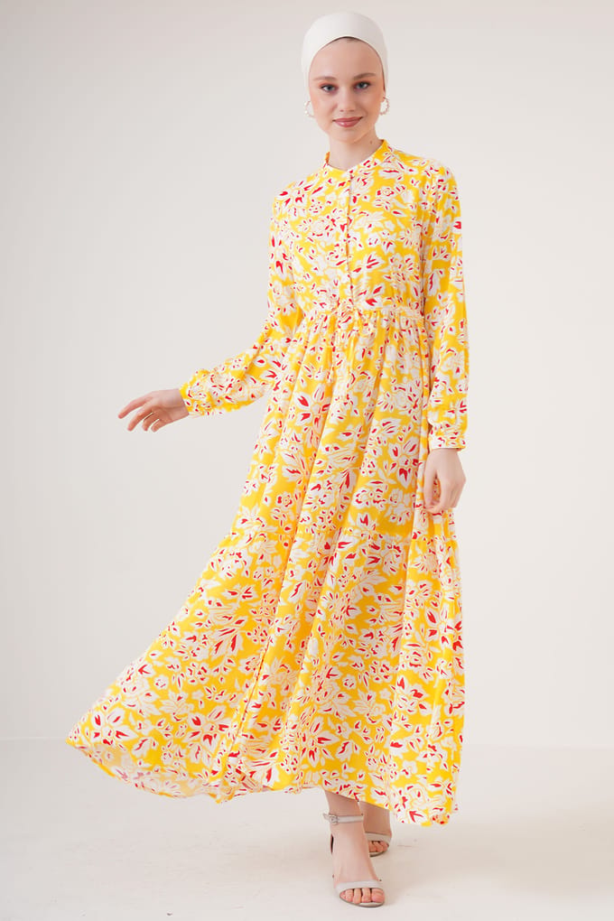 Maxi-Jurk met Patroon en Knoopsluiting