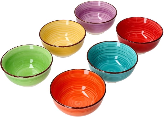 MamboCat Set van 6 UNI Bunt snack/dipschaaltjes 12cm