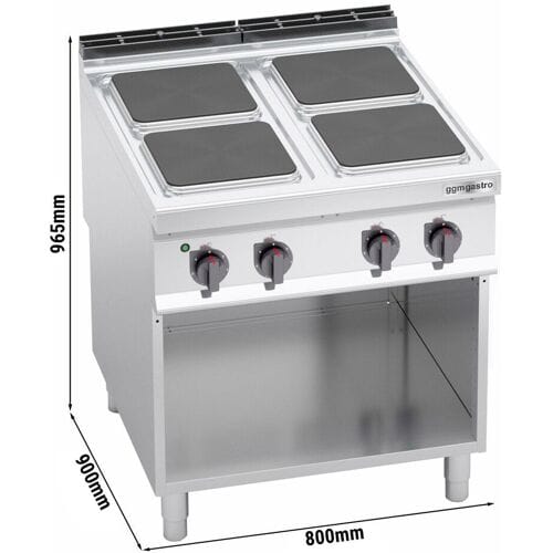 GGM Gastro Elektroherd - 14 kW - 4 Platten Eckig Zilver
