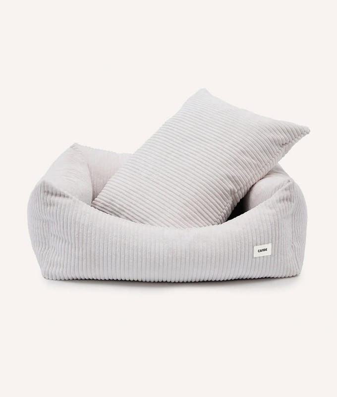Bone White Corduroy hondenbed, Snozy - Maat M