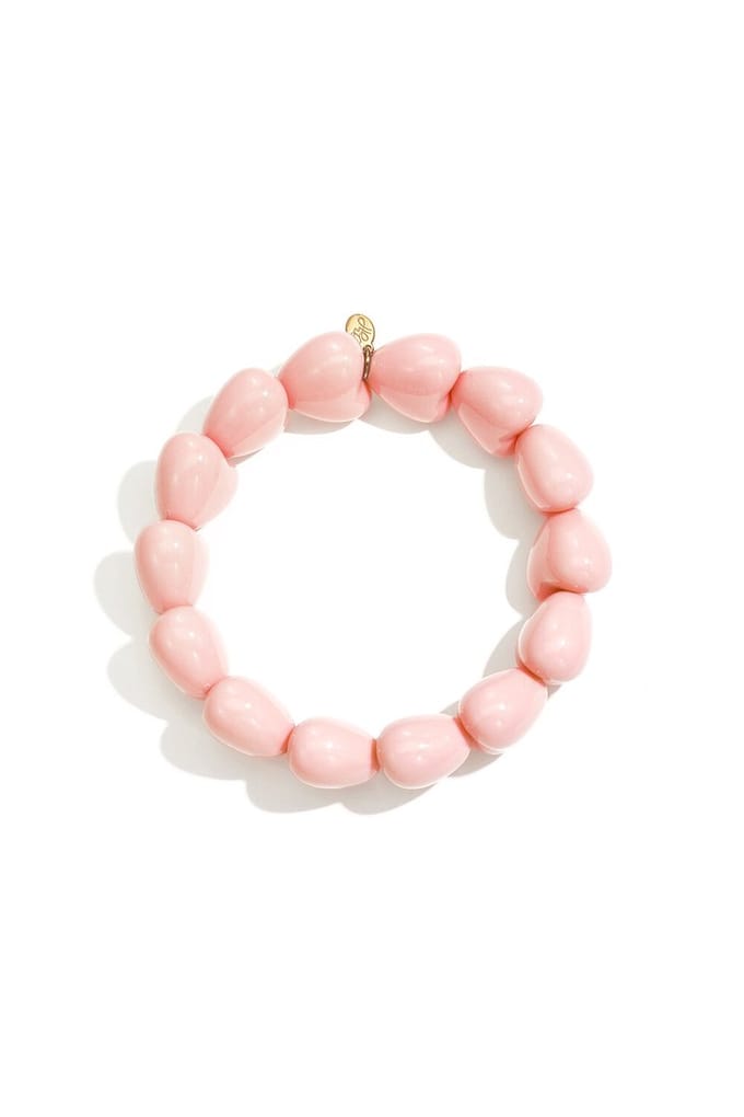 Roze Hartjes Armband Elastisch – Trendy Dames Armband met Hartvormige Kralen