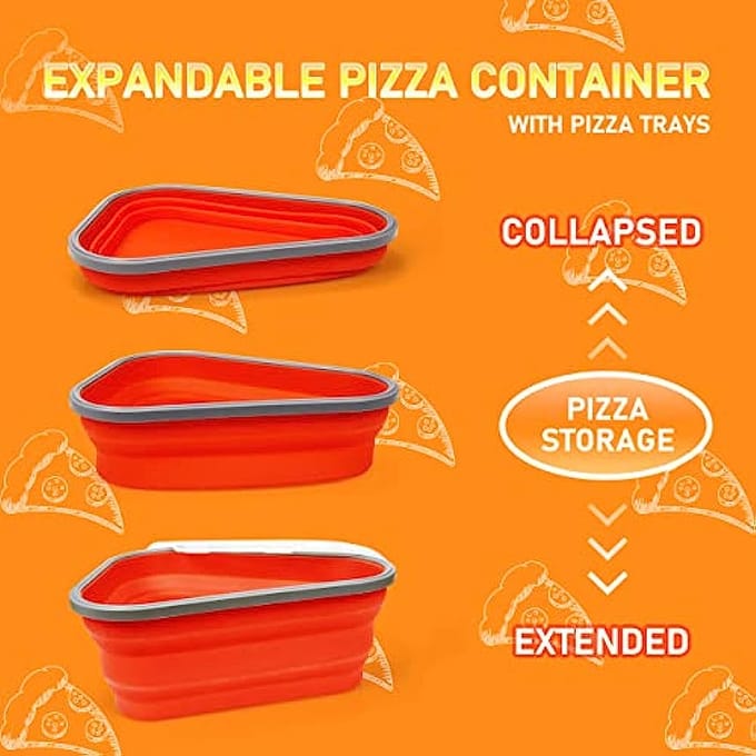 Pizza-bewaarbak met magnetronbestendige schaal, herbruikbare, uitbreidbare siliconen pizzapunthouder