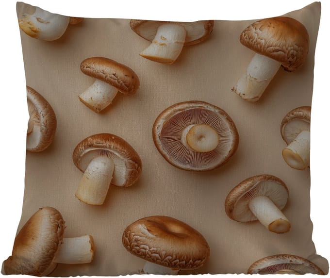 Tuinkussen - Kastanje Champignons - Beige - 40x40 cm - Weerbestendig