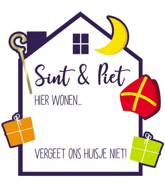 Haza Original Raambord Sint & Piet Junior 50 Cm Papier Wit
