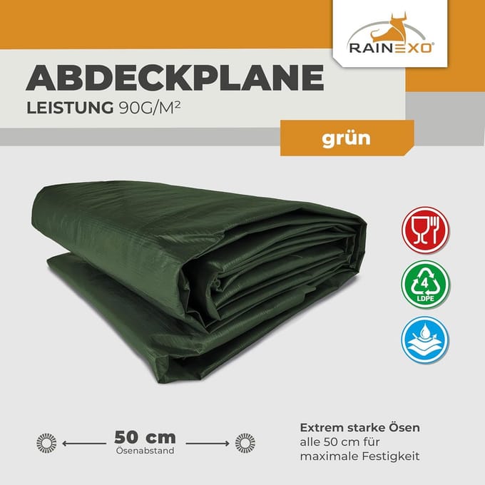 Stevig en Waterdicht Zeil 3 x 4 meter 90 g/m² voor Tuin en Bouw