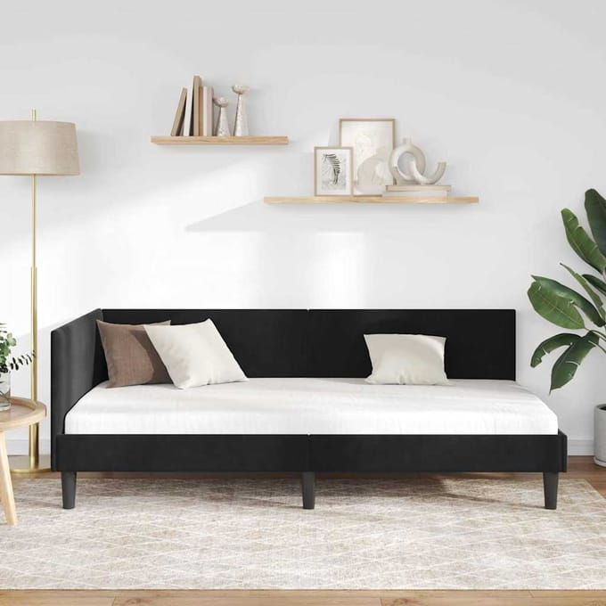 vidaXL - Hoek - Bed - Frame - Zwart - 100 - x - 200 - cm - Fluweel