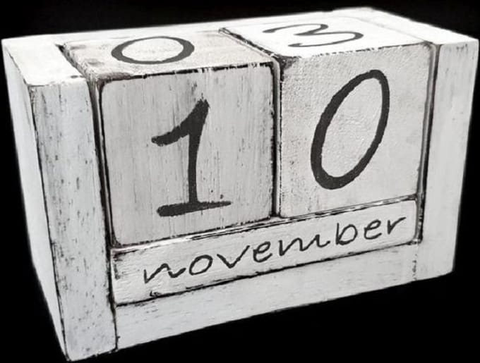 Blok kalender - Hout - Nederlandse Tekst - 10x16cm - Antique wit - Eeuwigdurende kalender