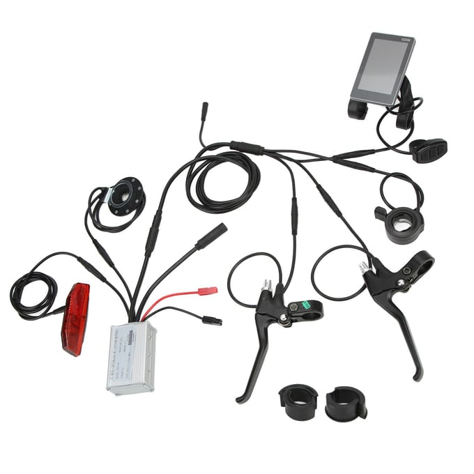 Fiets 15A Waterdichte Controller Kit met GD06 Paneel 130X Duimgashendel 8C Snelheidshulp Remhendel gray
