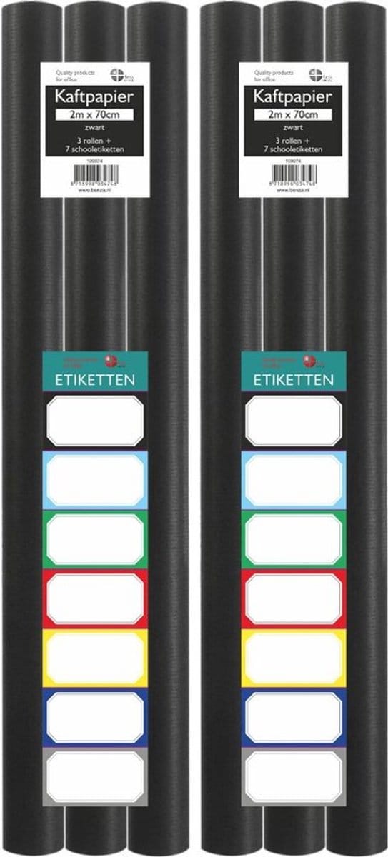 Benza Kaftpapier Schoolboeken - Zwart - 200 x 70 cm - 6 rollen