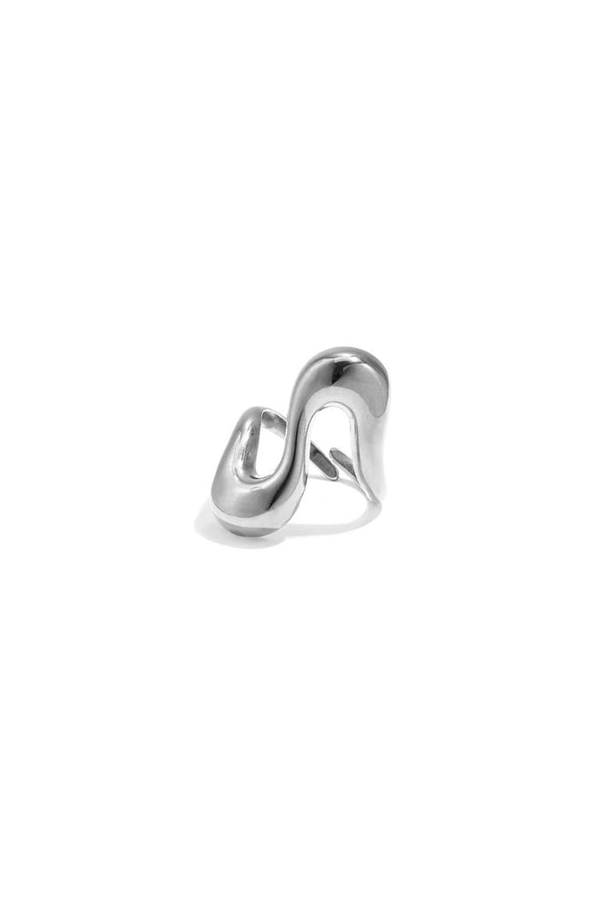 Wavy statementring verstelbaar - zilver - Yehwang