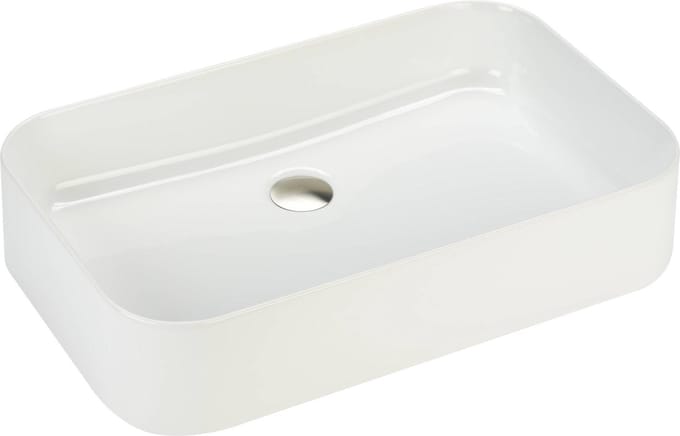 Ben Simone Rechthoekige Waskom - 60x38x10 cm - Keramiek - Wit - Wastafel - Opbouw