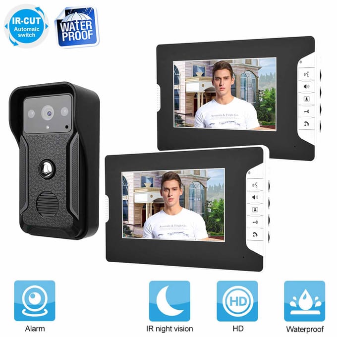 7-inch Bedrade Kleuren Video Intercom Nachtzicht Waterdichte Deurbel