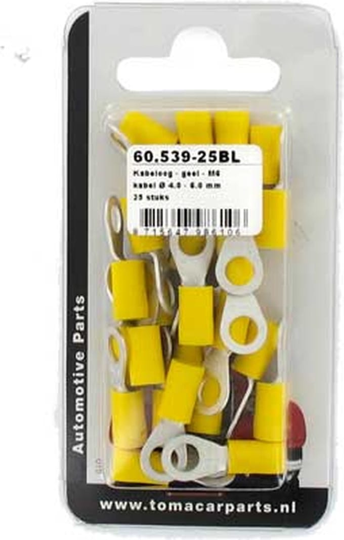 Kabeloog M6 geel 25 stuks blister