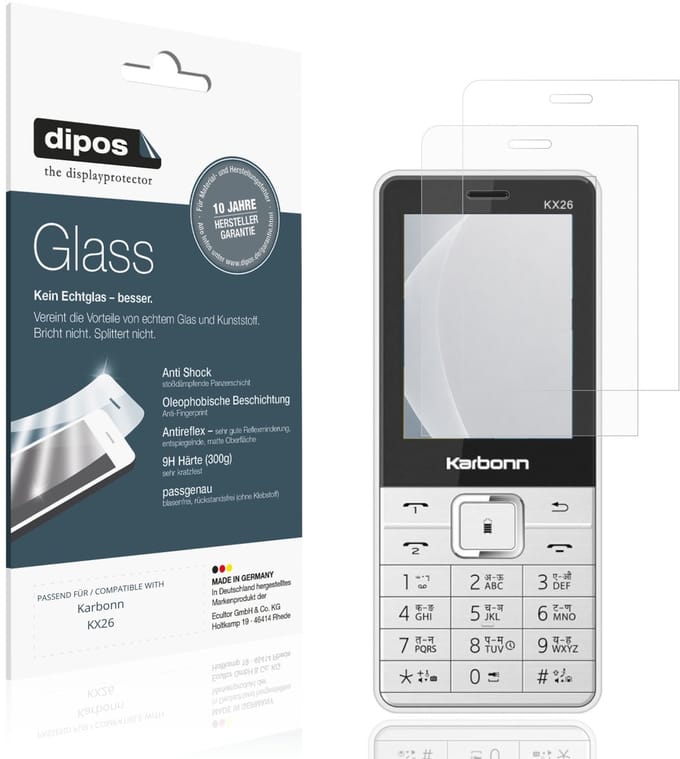 dipos – 2x Matte Pantserfolie geschikt voor Karbonn KX26 | 9H Screenprotector